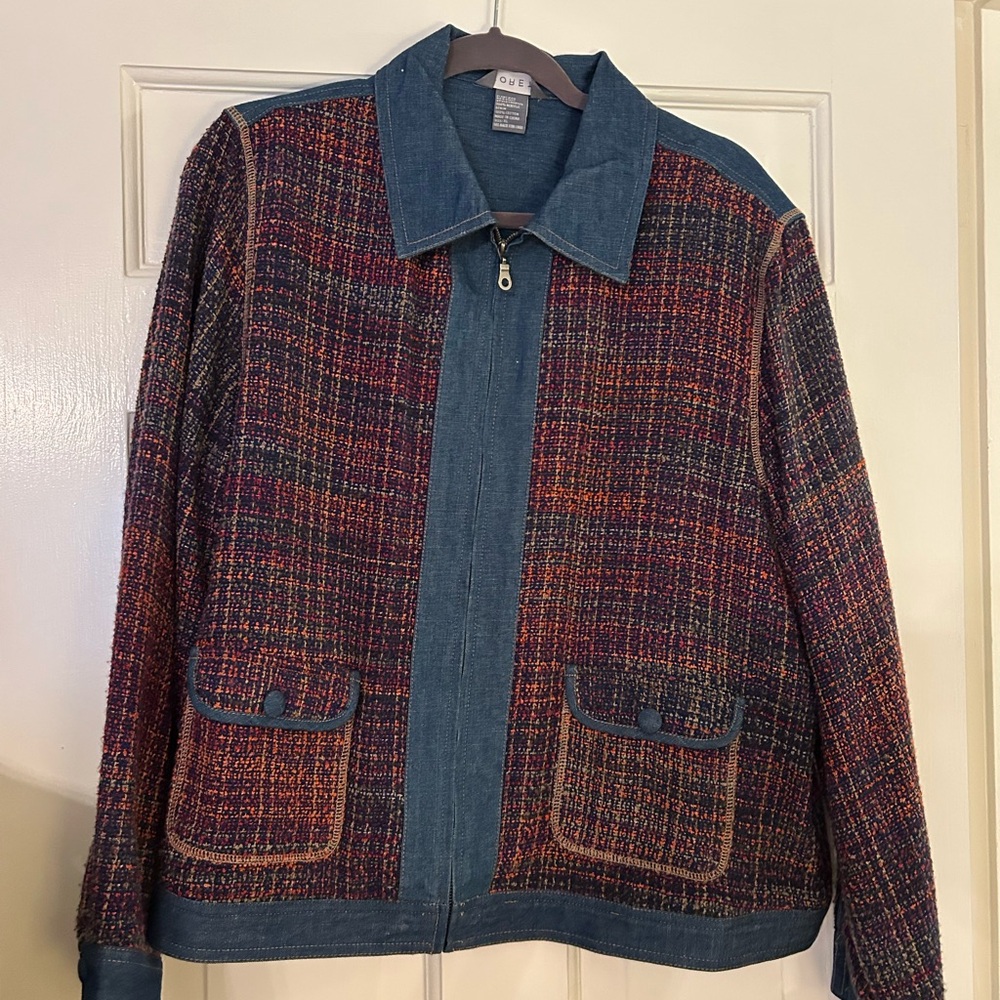 Vintage Denim and Multicolor Tweed Jacket